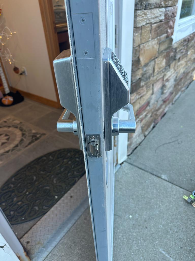 Push bar lock installed by advanced lock and key